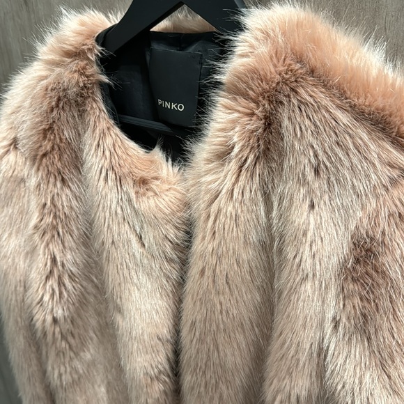 PINKO Pink Faux Fur Coat - Italy Size 34 - Picture 3 of 4